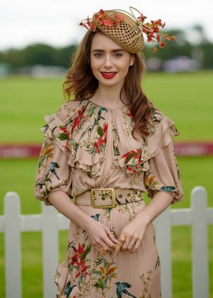Lily Collins - Cartier Queens Cup Polo in Windsor