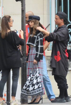 Lily Collins- Filming 'Emily' in Paris