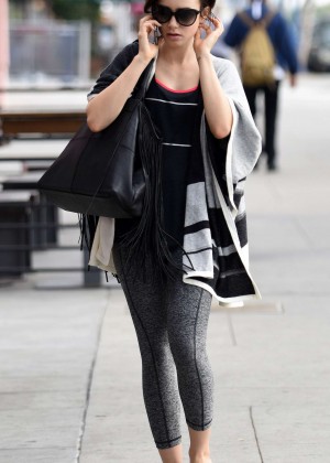Lily Collins Going to Gym in West Hollywood