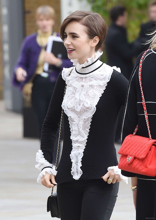 Lily Collins - Going to Saatchi Gallery in London