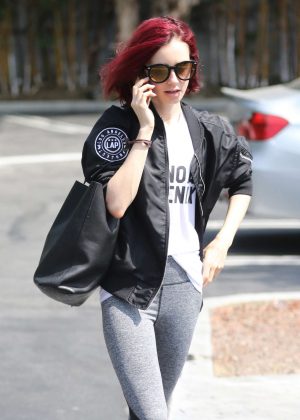 Lily Collins - Heading to the gym in West Hollywood
