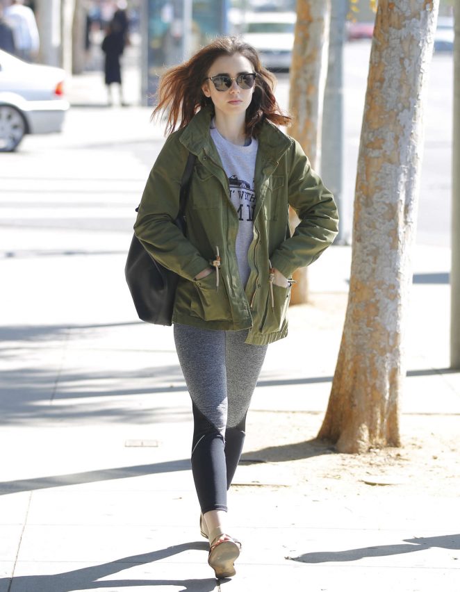 Lily Collins - Heads to the gym for a workout in LA