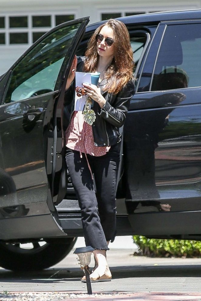 Lily Collins - In Black Jeans seen out In Beverly Hills