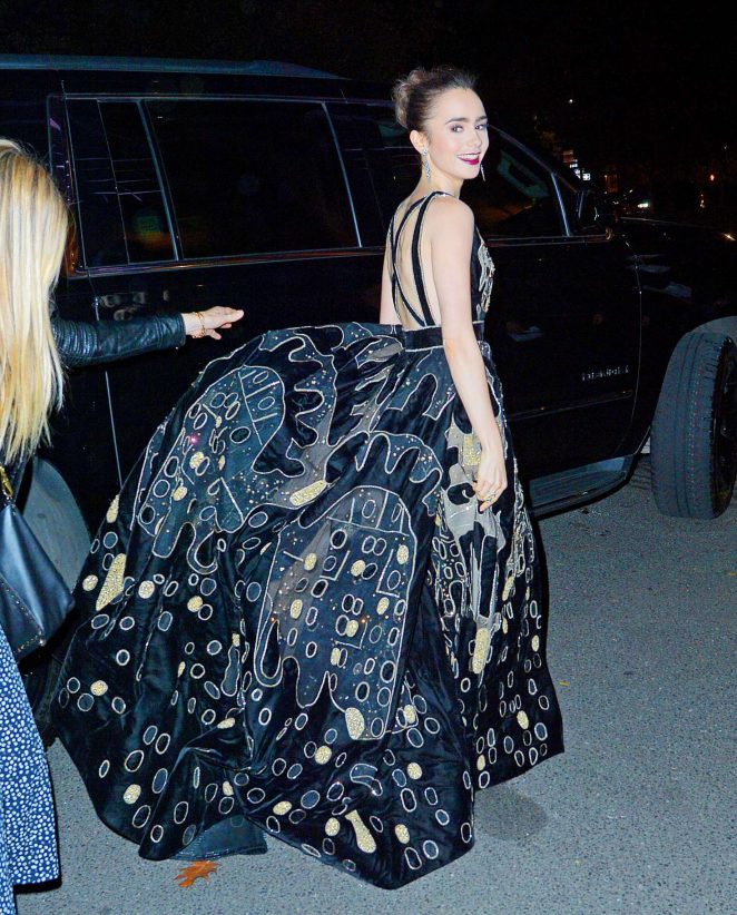 Lily Collins in Long Dress out in New York -24 – GotCeleb