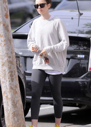 Lily Collins in Tights Out in West Hollywood