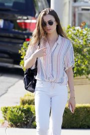 Lily Collins in White Pants - Out in Beverly Hills