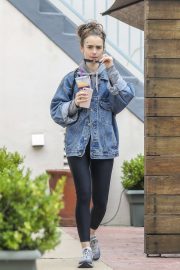 Lily Collins - Leaves a massage studio in Westwood