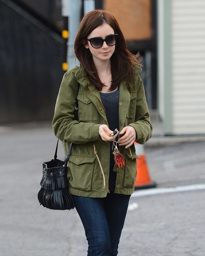 Lily Collins Leaves Her Moms Gift Shop in LA