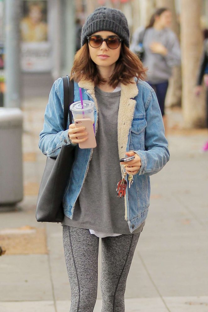 Lily Collins - Leaves the gym in West Hollywood