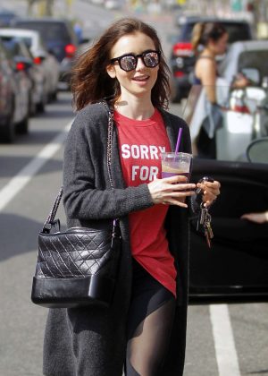 Lily Collins Leaves workout in Beverly Hills