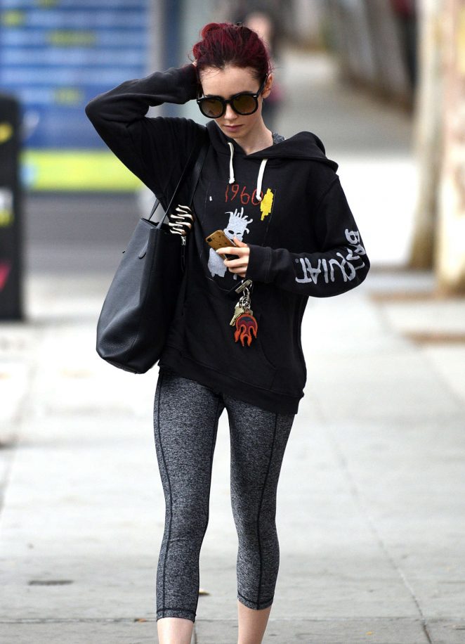 Lily Collins - Leaving a Pilates Class in Los Angeles