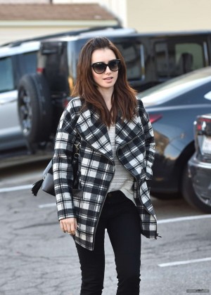 Lily Collins Leaving an office in LA