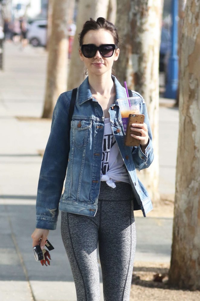 Lily Collins - Leaving The Gym in Los Angeles
