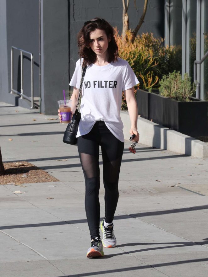 Lily Collins - Leaving the gym in West Hollywood
