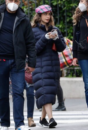 Lily Collins - On the Set of 'Emily In Paris' in Paris