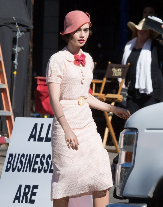 Lily Collins on the set of 'The Last Tycoon' in LA