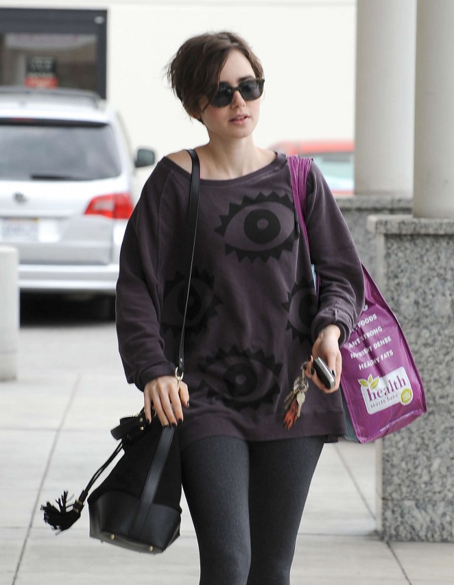 Lily Collins in Tight Leggings Out in LA