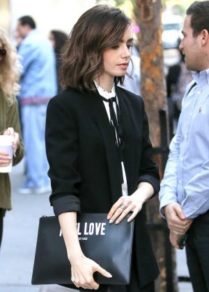 Lily Collins Out and About in New York