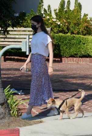 Lily Collins - Out for dog walk in Beverly Hills