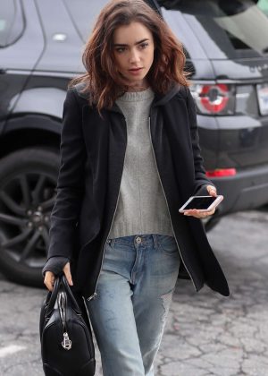 Lily Collins out for lunch in Los Angeles