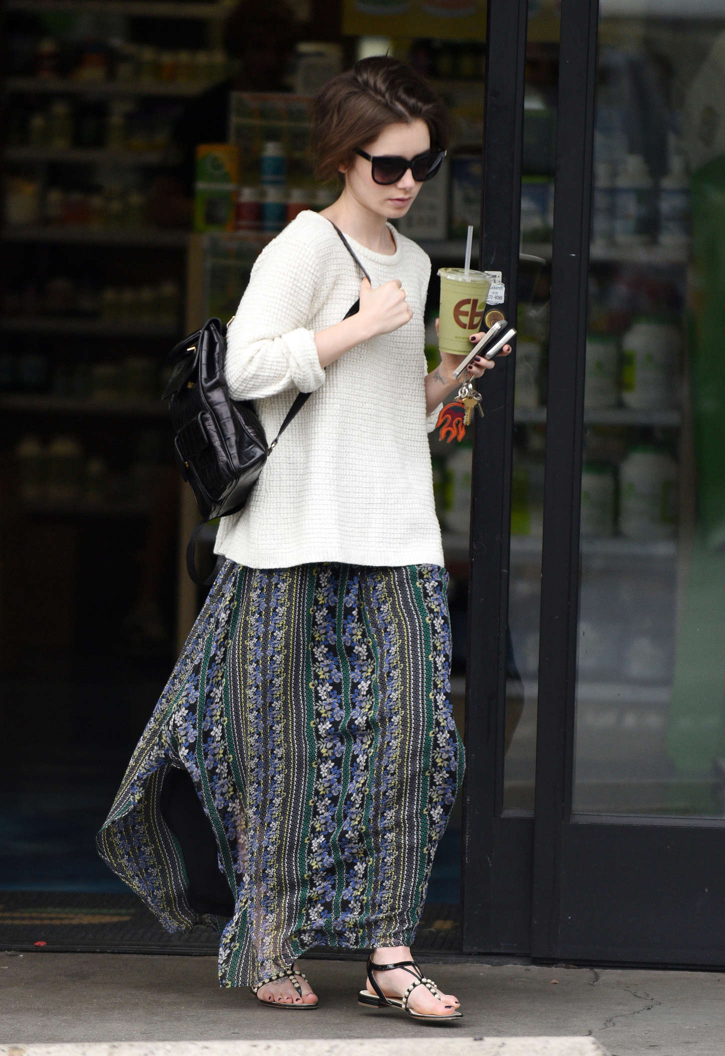 Lily Collins in Long Skirt -05 | GotCeleb