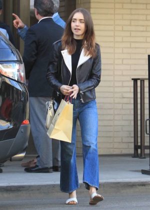 Lily Collins outstide The Palm in LA