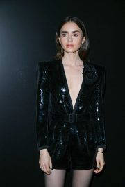 Lily Collins - Saint Laurent Show at Paris Fashion Week 2020
