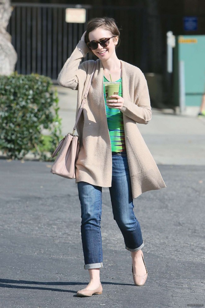 Lily Collins in Jeans Out in West Hollywood