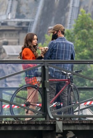 Lily Collins - With Charlie McDowell on the set of 'Emily in Paris' Season 2 in Paris
