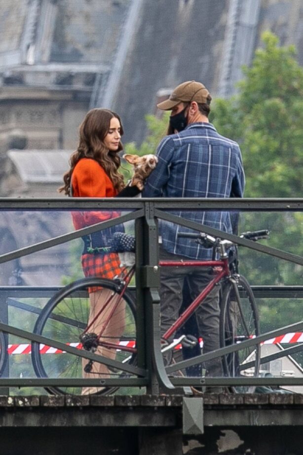 Lily Collins - With Charlie McDowell on the set of 'Emily in Paris' Season 2 in Paris