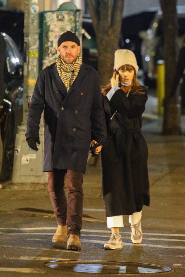 Lily Collins - With her husband Charlie McDowell out for a dinner in New York