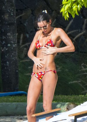 Lily Fortescue in Red Bikini in Mauritius