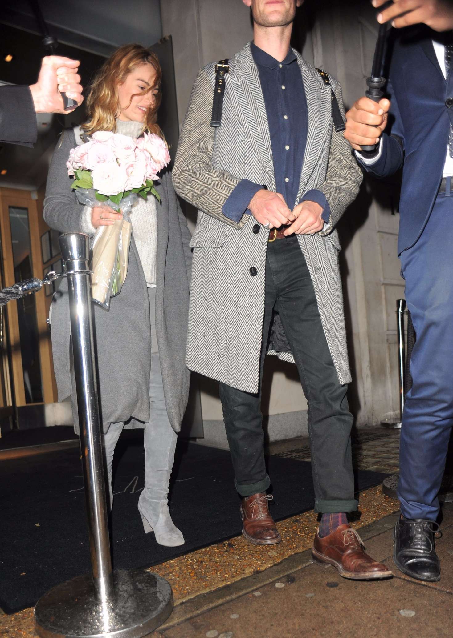 Lily James and Matt Smith Leaving Nobu Restaurant in London | GotCeleb