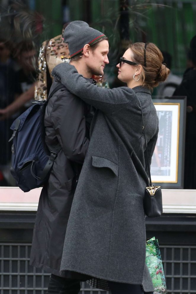 Lily James and Matt Smith - Share a kiss in Mayfair