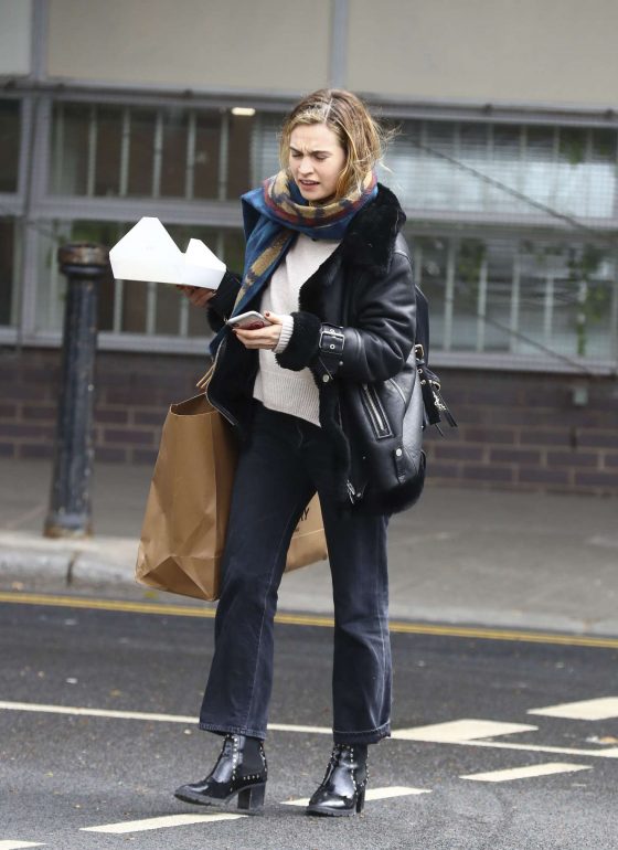 Lily James - Arriving at a studio in West London