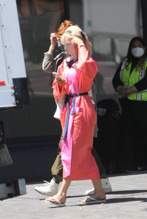 Lily James - As bombshell Pamela Anderson on set of the Hulu drama ‘Pam and Tommy’ in Los Angeles