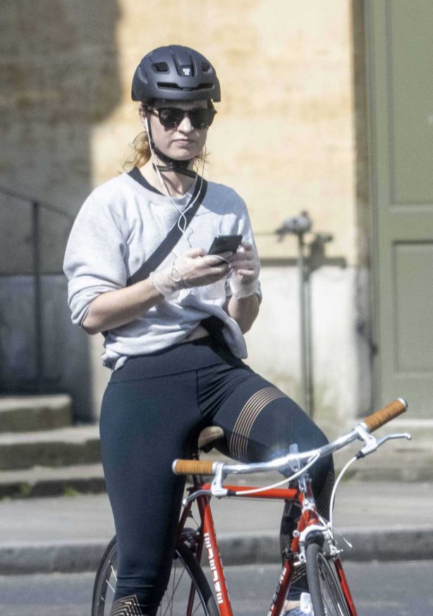 Lily James - Bike Ride candids in London
