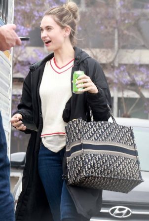 Lily James - Filming 'Swiped' in downtown Los Angeles