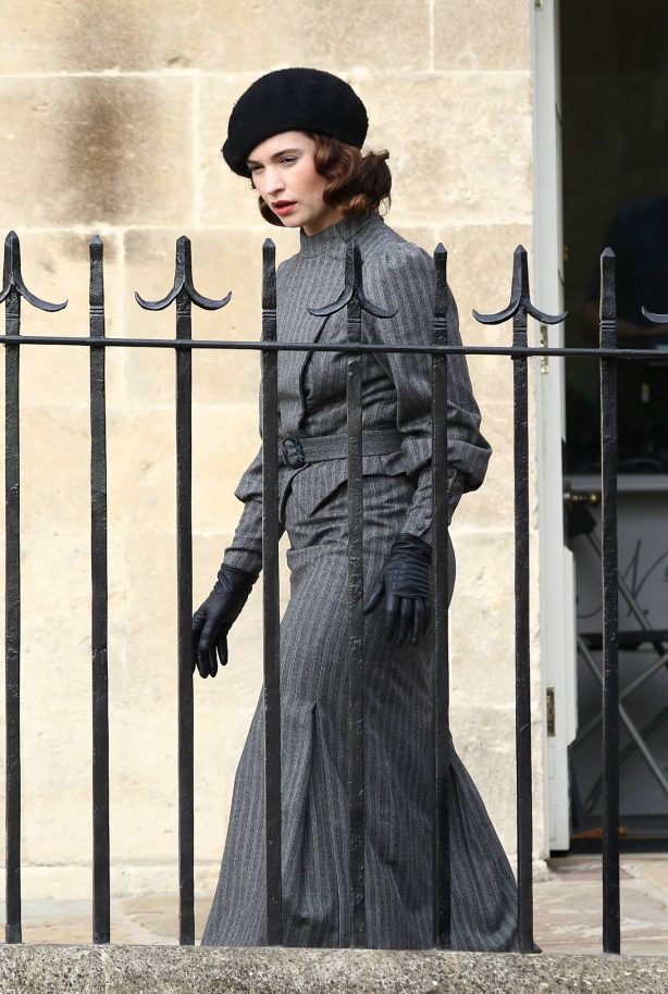 Lily James - Filming 'The Pursuit Of Love' in Bath