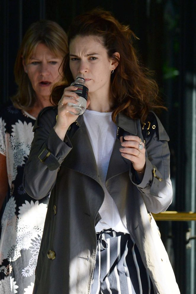Lily James Leaving her hotel in Milan
