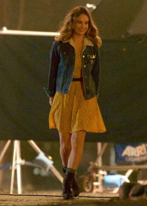 Lily James - On the set of 'Baby Driver' in Atlanta