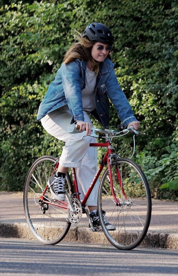 Lily James - Riding her bike in London