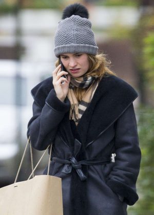 Lily James rout shopping in London