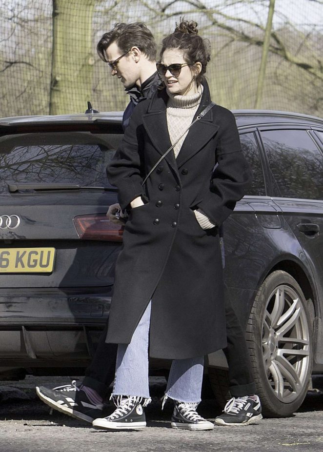 Lily James with boyfriend Matt Smith out in London