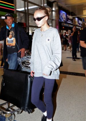 Lily Rose Depp Arrives at LAX Airport in Los Angeles