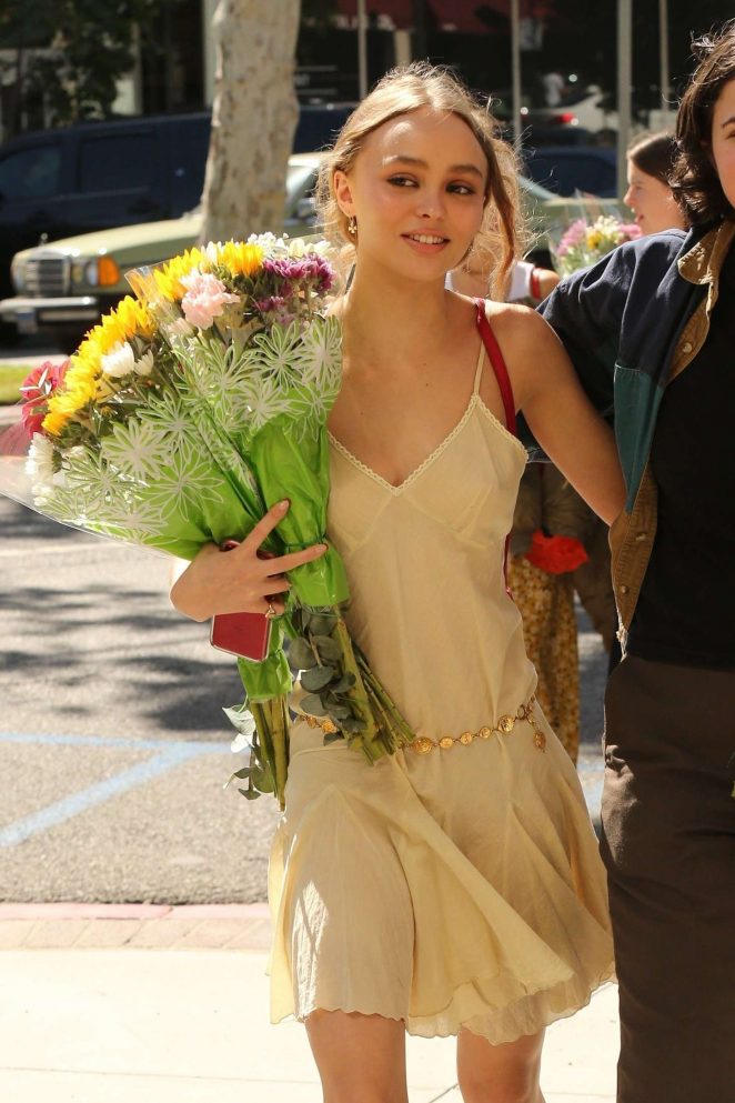 Lily Rose Depp at high school's graduation ceremony in Glendale