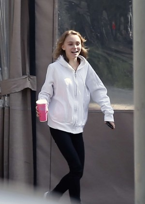 Lily Rose Depp Having lunch with boyfriend in Los Angeles