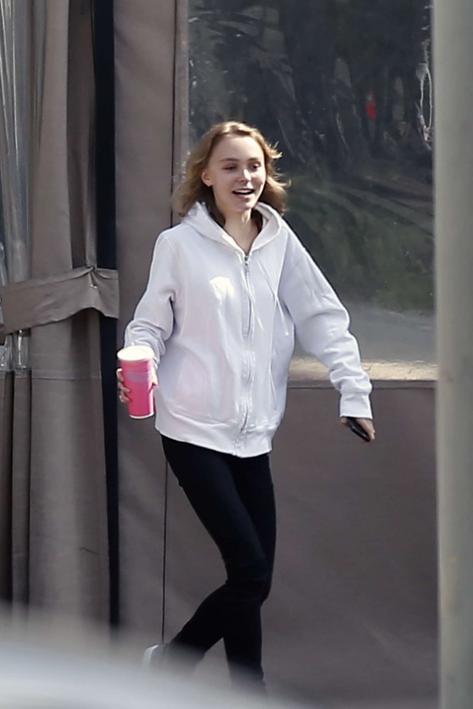 Lily Rose Depp Having lunch with boyfriend in Los Angeles