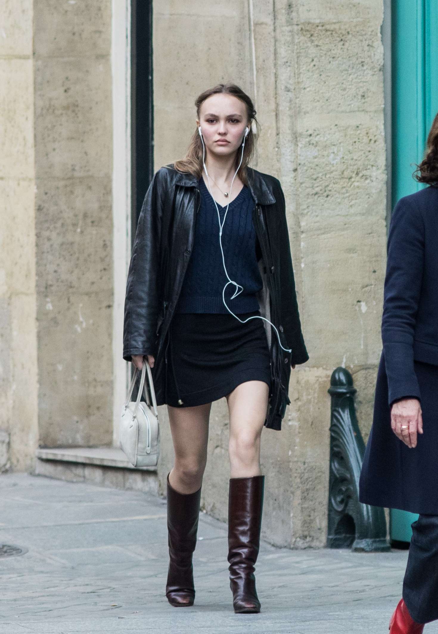 Lily Rose Depp in Mini Dress out in Paris. 