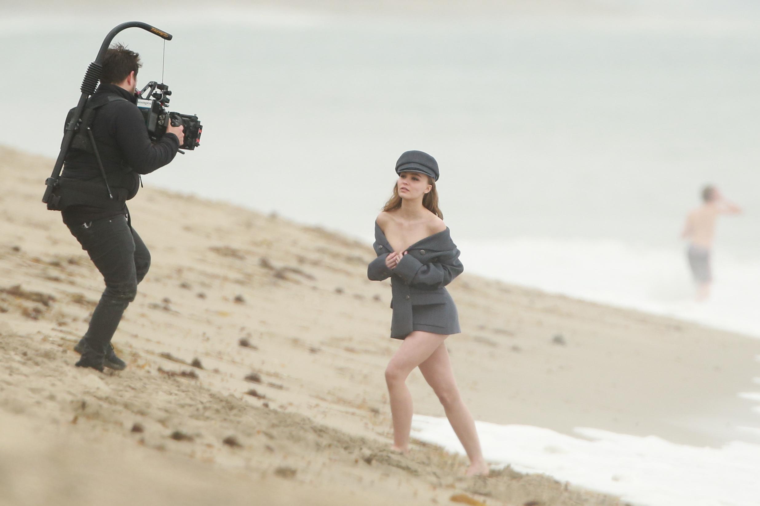 Lily Rose Depp ona fashion photoshoot in Malibu. 